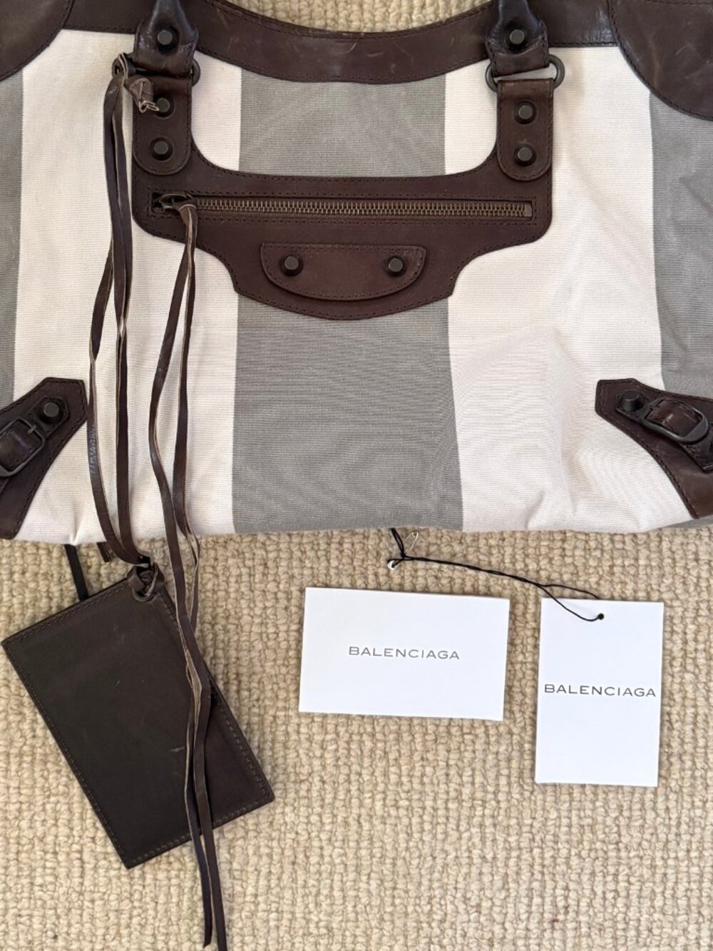 BALENCIAGA City Bag Striped Moto Leather 2-way Work Nicolas Ghesquière - Picture 7 of 10